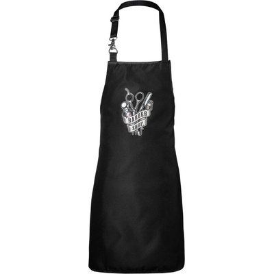 BraveHead 5392 Soft Apron BarberShop čierna zástera s logom z jemného vzdušného materiálu