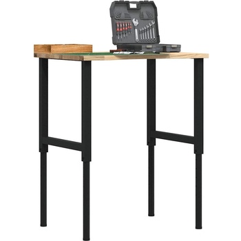 vidaXL Работна маса 80x60x(71, 5-98) cm Дъб от масивна дървесина (3309694)