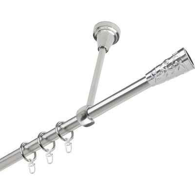 OK-GarnýžeCZ Garnýž kovová jednořadá 19mm Sevilla nerez 220 cm do stropu / kroužky s háčkem