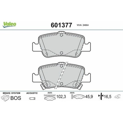 Sada brzdových destiček, kotoučová brzda VALEO 601377