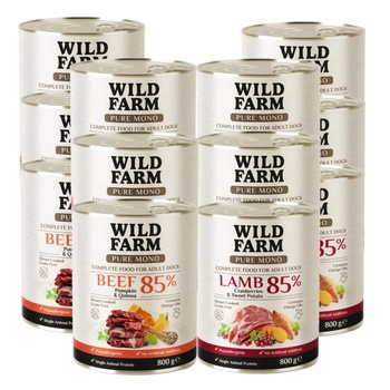 WILD FARM PURE MONO - микс от вкусове 12x800 г монопротеинова храна за кучета