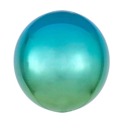 Ombré modro-zelený fóliový balón- guľa