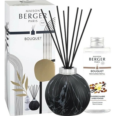 Maison Berger Paris Darčeková sada aróma difuzér Marbrure Black + náplň Amber Powder 180 ml
