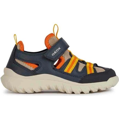 Geox chlapčenské tenisky SIMBYOS A tmavo modrá oranžová béžová