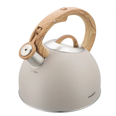 Klausberg Свирещ чайник Klausberg KB 7913, 2.5 л, Дръжка с дървесен ефект, Индукция, Бежов (KB 7913)