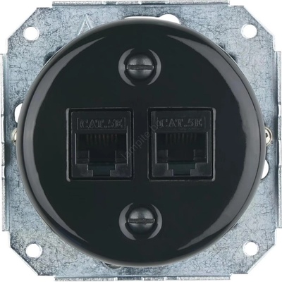 Reblig - Порцелан. ретро Ethernet розетка без рамка 2x CAT. 5E черна (RG0215)