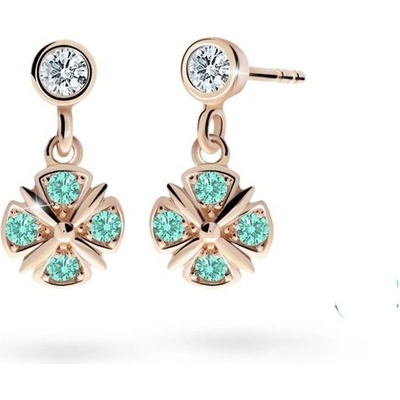 Danfil dětské náušnice C2245 z růžového zlata s kamínky Mint Green zapínání balónek