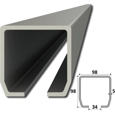 C profil 98x98x5mm, pozinkovaný Délka: 1m