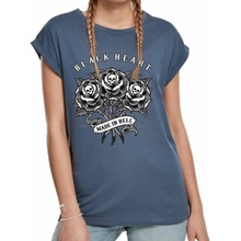 tričko hardcore black heart ROSE SKULL EXT modrá
