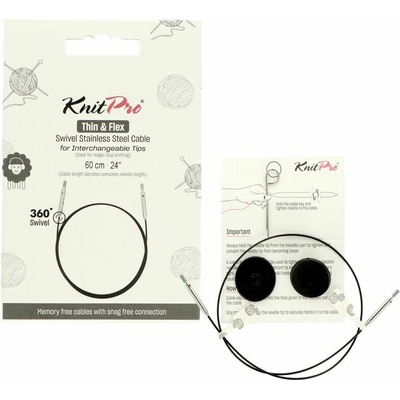 Knitpro Thin & Flex otočná černá lanka na jehlice 35cm – Zboží Dáma