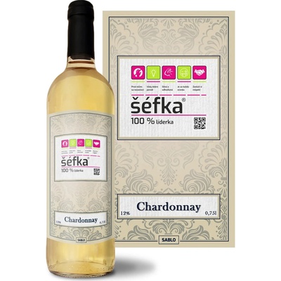 Sablio Šéfka Chardonnay biele suché víno 12 % 0,75 l (čistá fľaša)