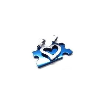 Prívesok pre dvoch, puzzle srdce blue SSDP005
