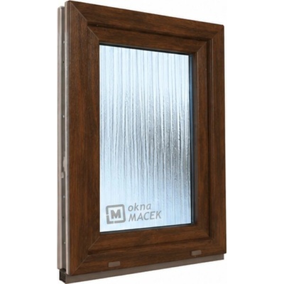 Kömmerling 70 Ad Os, 900 X 1500 mm Tmavý Dub/Tmavý Dub oboustranně, Sklo Ornamentální kůra čirá Otevírání Pravé Otevíravé A Sklopné