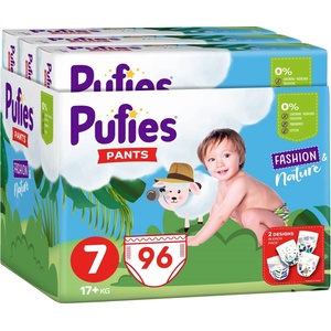 pufies Пелени гащи Pufies Fashion & Nature - Размер 7, 96 броя, 17+ kg, Maxi pack 3 (54000148) - ozone