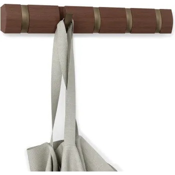 Umbra hk ltd (Канада) Закачалка за стена umbra flip с 5 бр. куки - цвят злато и светъл орех (umbra 318850-1227)