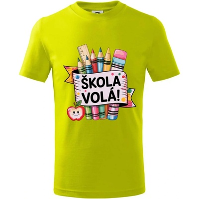 Škola volá farebné tričko detské limetková