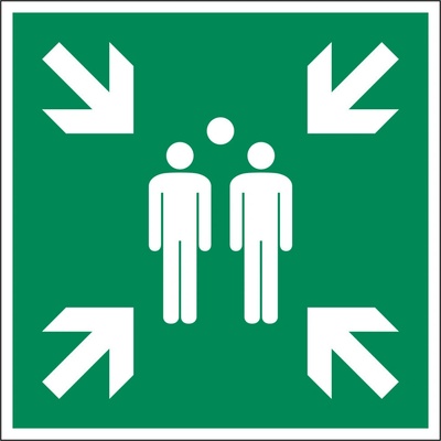 Značka Zhromaždisko, ISO 7010, plast, fotoluminiscenčná, 200 x 200 mm, BJ = 5 ks