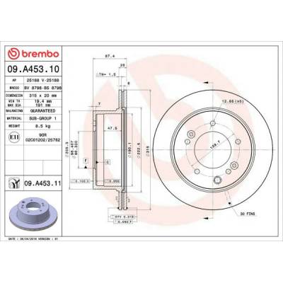 Brzdový kotúč BREMBO 09.A453.11