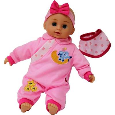 Dimian Bambolina Bebe 34 cm s 50 českými slovy růžový overal