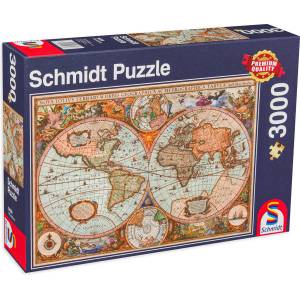 Schmidt Spiele Пъзел Schmidt от 3000 части - Древна карта на света (58328)