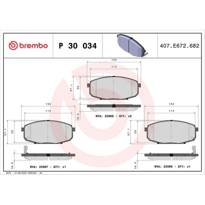 Sada brzdových destiček BREMBO P30034