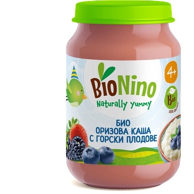 BioNino Био Пюре Оризова Каша с Горски Плодове, 4+М 190гр (4206)