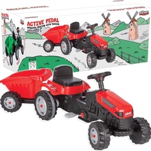 Pilsan 07316C Traktor šliapací s valníkom červený