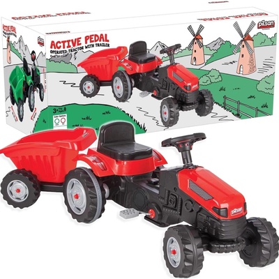 Pilsan 07316C Traktor šliapací s valníkom červený