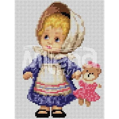 Milena Style Момиченце с меченце - гоблен с щампа без конци