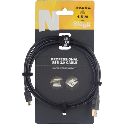 Stagg NCC1,5UAUNA, USB kabel/A-MINI A 2.0 1,5m