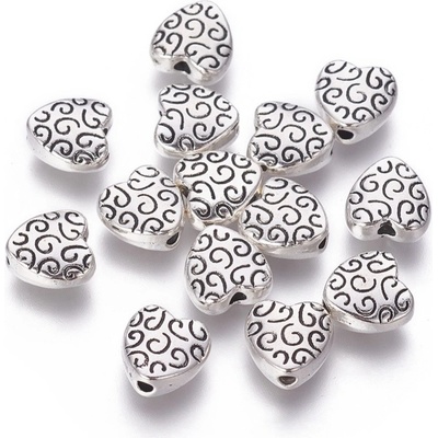 Srdce s ornamenty - starostříbrné - 9 x 9 x 4 mm - 1 ks – Zbozi.Blesk.cz