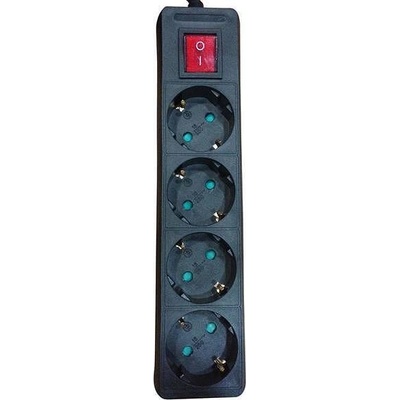 EUROLAMP РАЗКЛОНИТЕЛ С 4 ГНЕЗДА, КЛЮЧ И ДЕТСКА ЗАЩИТА, ЧЕРЕН, С КАБЕЛ