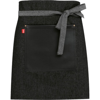 Toma Číšnická zástěra mini černá jeans eko kůže T-1712