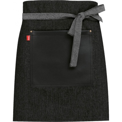 Toma Číšnická zástěra mini černá jeans eko kůže T-1712