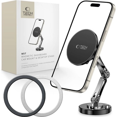 Tech-Protect Магнитна стойка за автомобил и бюро с MagSafe от Tech Protect N57 - Черна (5906302371365)