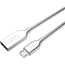 GND MICUSB100MM23 USB / micro USB, opletený, ocelový, 1m, stříbrný
