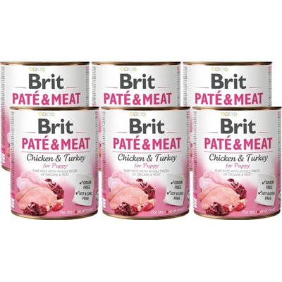 Brit Paté & maso kurřa a morka pre šteniatka 6 x 800 g