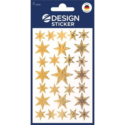 AVERY Стикер, 1 лист, 76x120 mm, AVERY ZWECKFORM, "Z-Design No. 52252", златни звезди (52252)