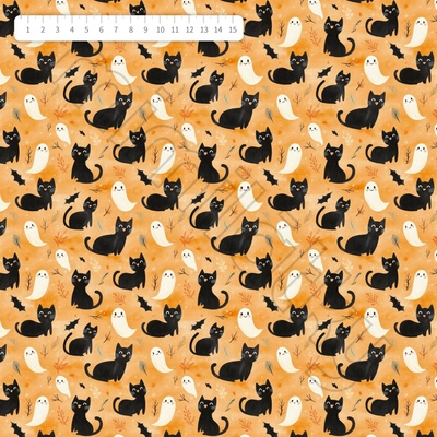 Kočky a duchové na oranžové úplet by MIMI [supreme]