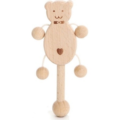 Montessori Malá drevená hrkálka Macko