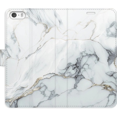 Pouzdro iSaprio Flip s kapsičkami na karty - SilverMarble 15 Apple iPhone 5 / 5S / SE