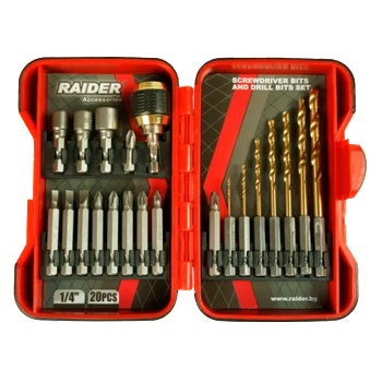 Image 1 of Raider Накрайници и свредла 1/4" комплект 20 броя 157797 raider
