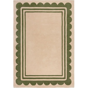 Flair Rugs Ръчно изработен вълнен килим в зелен и естествен цвят 120x170 cm Lois Scallop - Flair Rugs (503119376098)