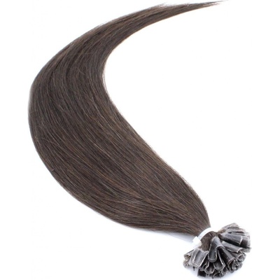 50cm vlasy evropského typu pro metodu keratin 0,7g/pr. tmavě hnědá