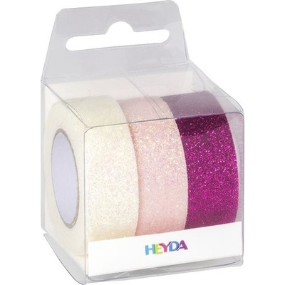 Samolepící páska s glitry 1,5cm x 3m - 3ks, fialková, růžová, bílá