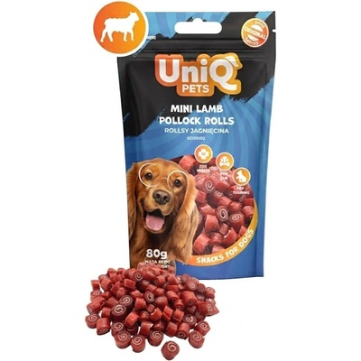Uniq Pets Dog Snacks Sniffy Mini Lamb Pollock Rolls мини рулца за кучета с агнешко и риба, 80 г