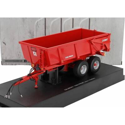 UNIVERSAL HOBBIES GILIBERT PROFI 1500 RIMORCHIO 2-ASSI TRAILER FOR TRACTOR 2010 RED 1:32