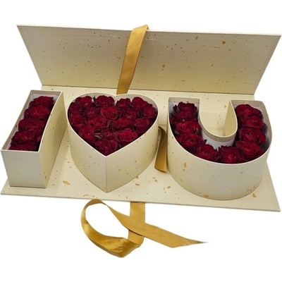 Krémový I Love You Box růží 006