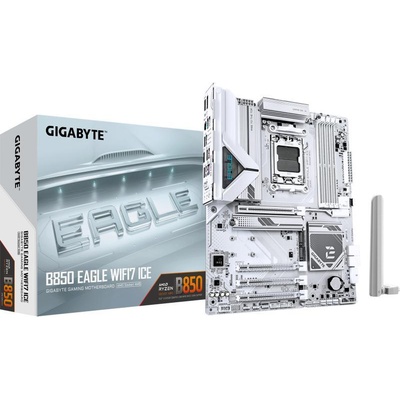 Дънна платка Gigabyte B850 A EAGLE WIFI ICE, B850, AM5, DDR5, PCI-E 5.0, 4x SATA 6Gb/s, 3x M. 2, 1x USB 3.2 Gen 1 Type-C, Bluetooth 5.4, ATX (B850 EAGLE WIFI7 ICE)