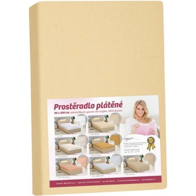 Bellatex Plátěné prestieradlo plátěné s gumou okrové 90x200